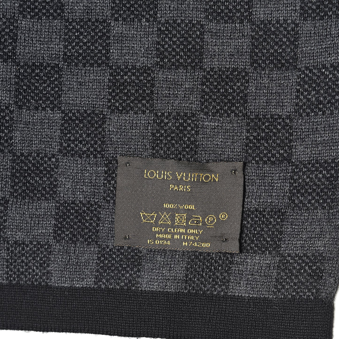Wool Petit Damier Graphite Scarf Black