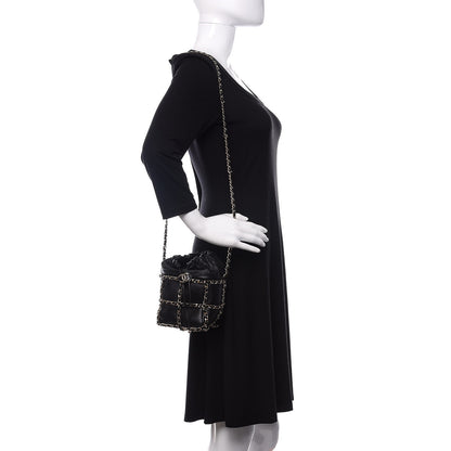 Chanel Lambskin Bucket Chain Drawstring Bag Black 2 of 11