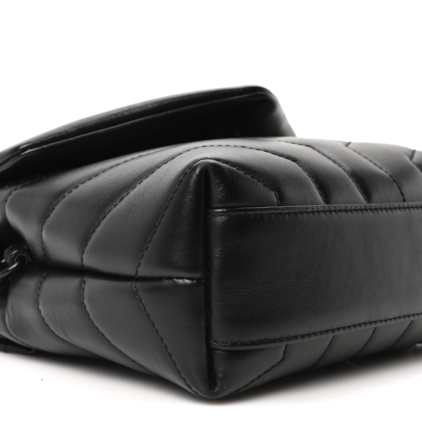 Calfskin Y Quilted Monogram Monochrome Toy Loulou Crossbody Bag Black