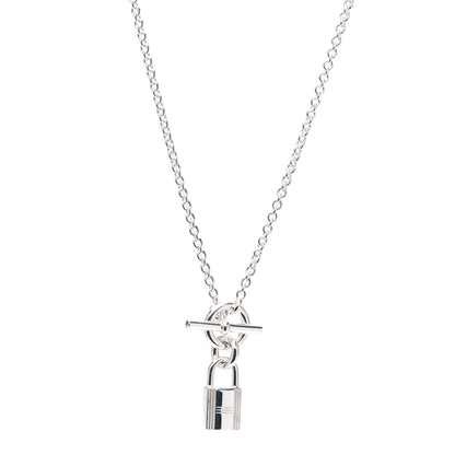Hermes Sterling Silver Cadenas Kelly Lock Pendant Necklace 1 of 5