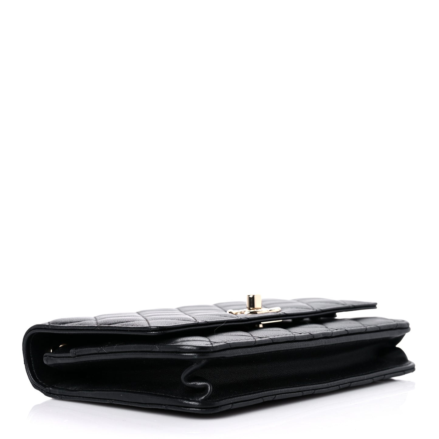 Lambskin Quilted Trendy CC Wallet On Chain WOC Black