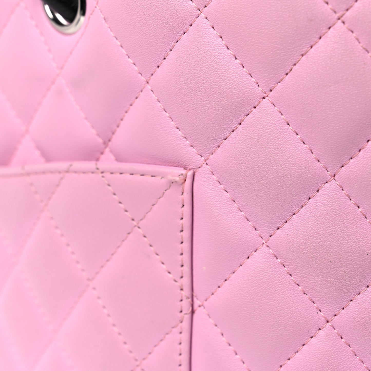 Calfskin Quilted Large Cambon Tote Pink Black