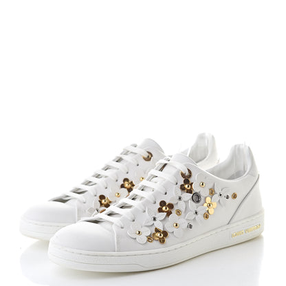 Louis Vuitton Calfskin Blooming Frontrow Sneakers 38.5 White 3 of 14