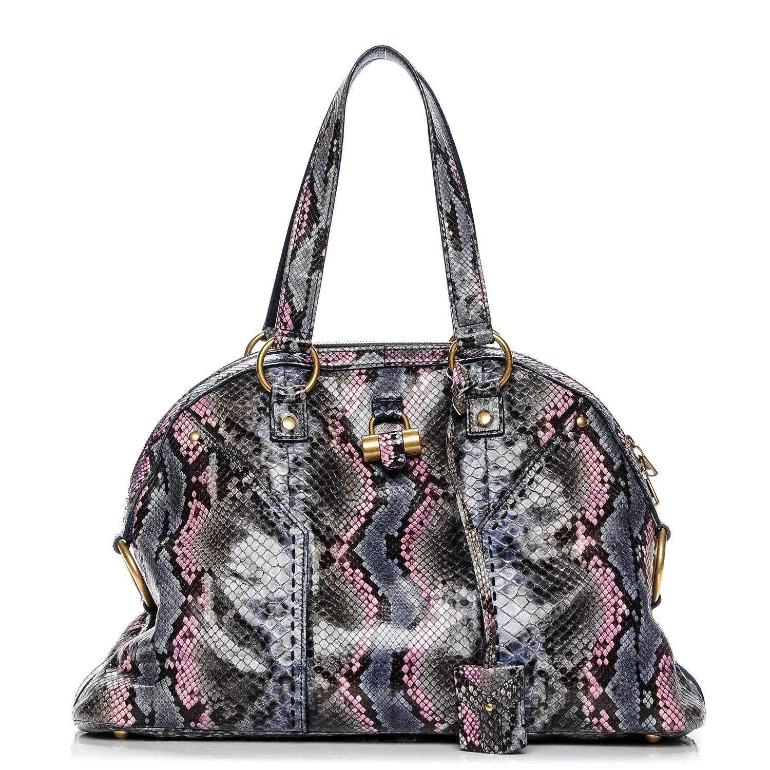 Saint Laurent Python Large Muse Satchel Blue Pink 1 of 8