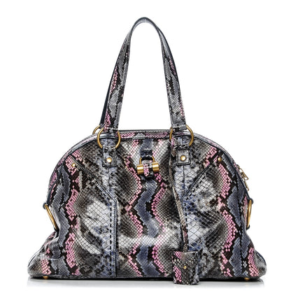 Saint Laurent Python Large Muse Satchel Blue Pink 1 of 8