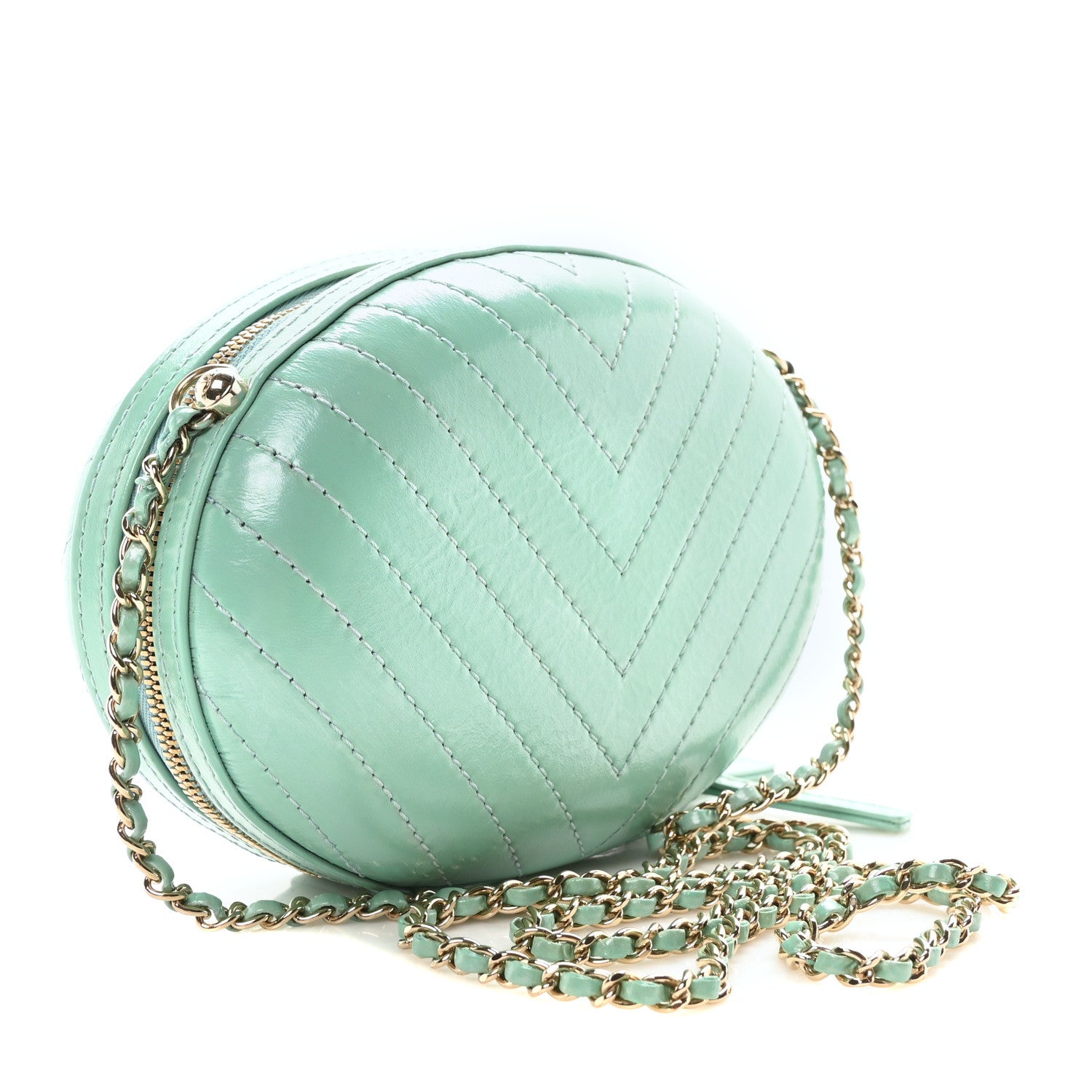 Chanel Calfskin Chevron Stitched Evening Bag Blue 3 of 10