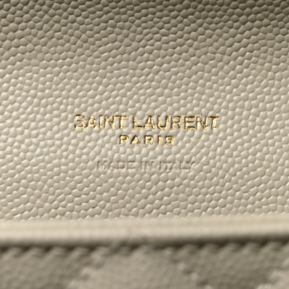 Saint Laurent Grain De Poudre Textured Mixed Matelasse Triquilt Monogram Clutch Blanc Vintage 6 of 8