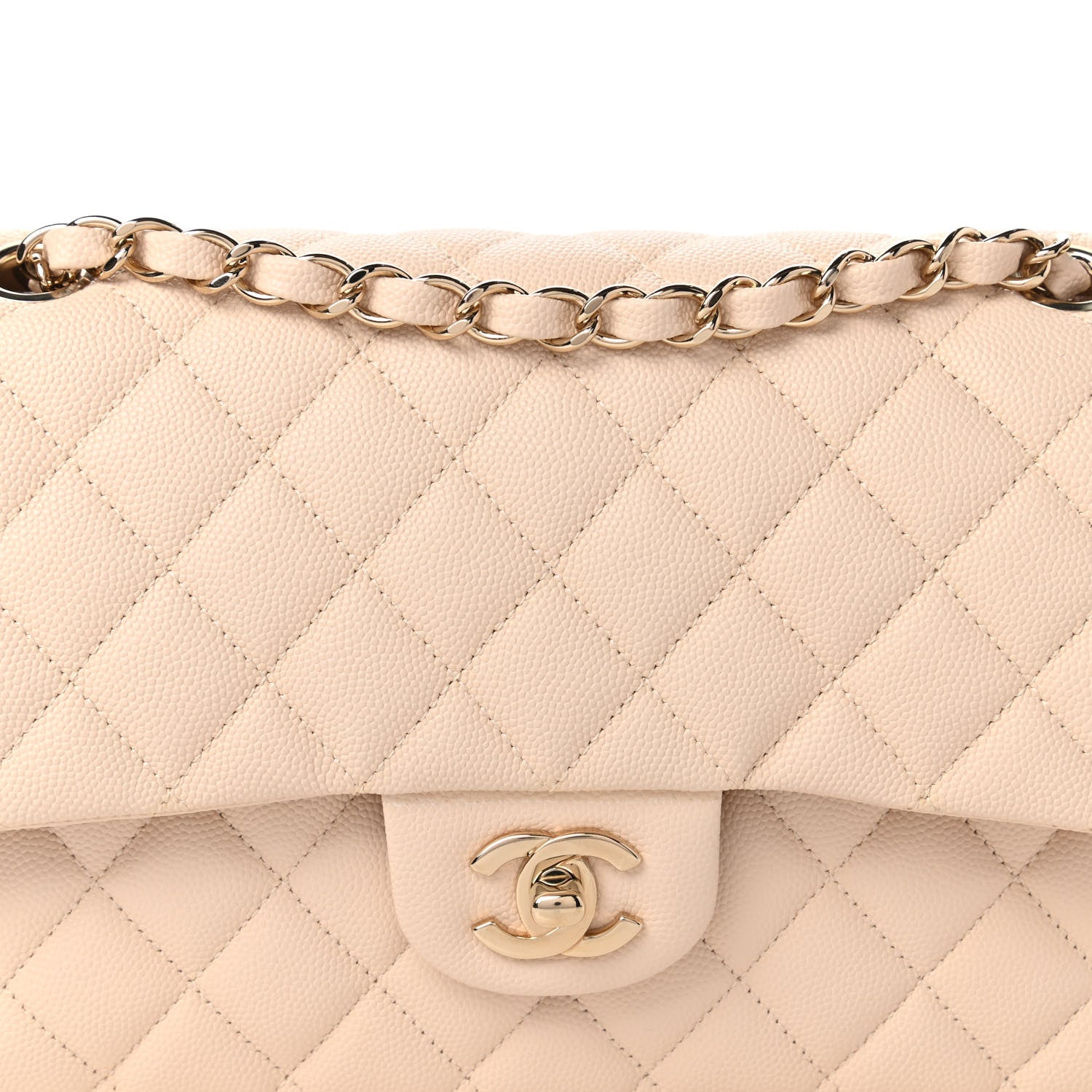 Chanel Caviar Quilted Medium Double Flap Beige 10 of 11