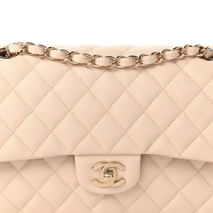 Chanel Caviar Quilted Medium Double Flap Beige 10 of 11