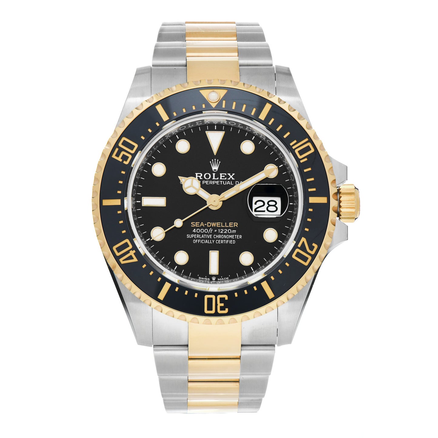 Stainless Steel 18K Yellow Gold 43mm Oyster Perpetual Date Sea-Dweller Deepsea Watch 126603