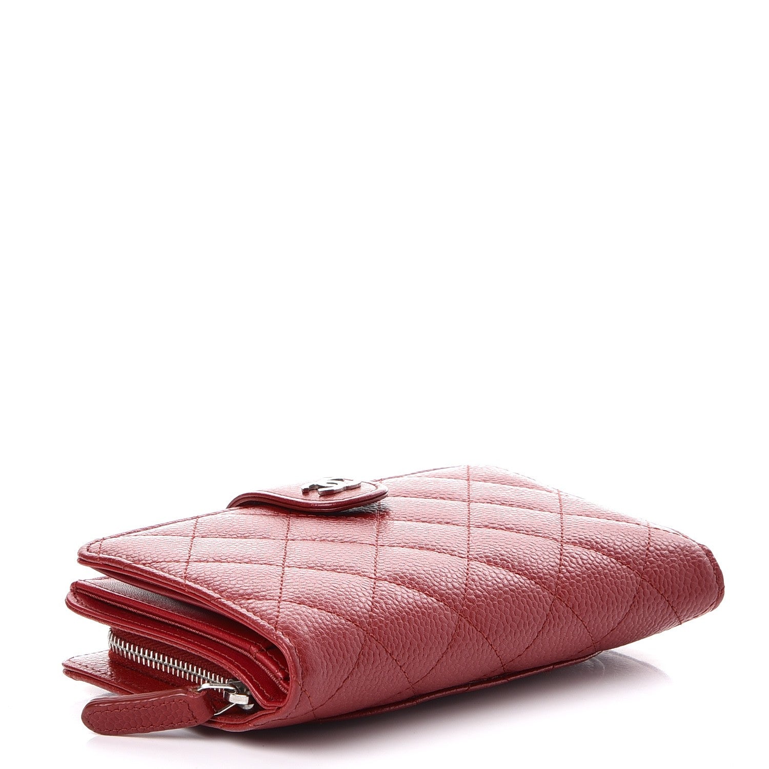 Chanel Caviar Quilted Zipped Pocket Wallet Red 4 of 9