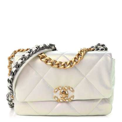 Chanel Iridescent Calfskin Quilted Medium Chanel 19 Flap White 1 of 11