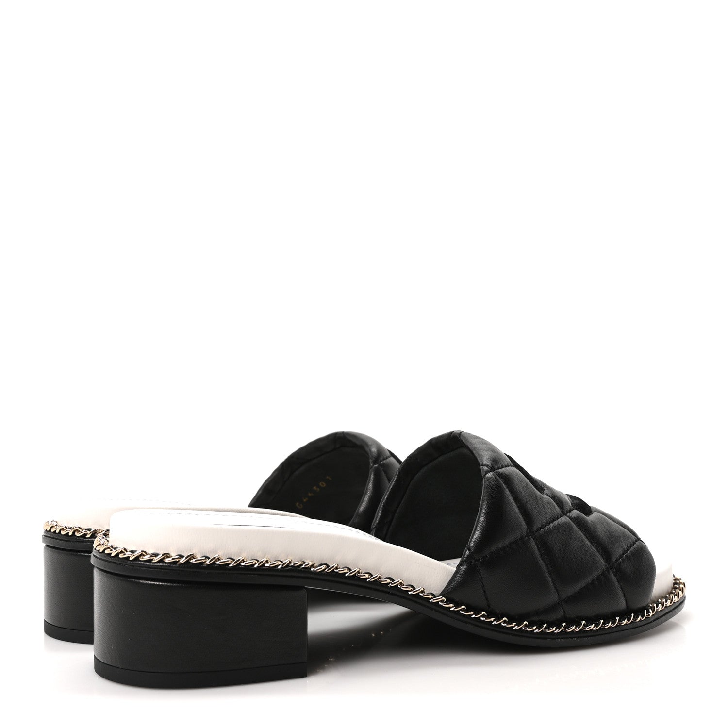Chanel Lambskin Quilted CC Chain Mules 35 Black White 5 of 8