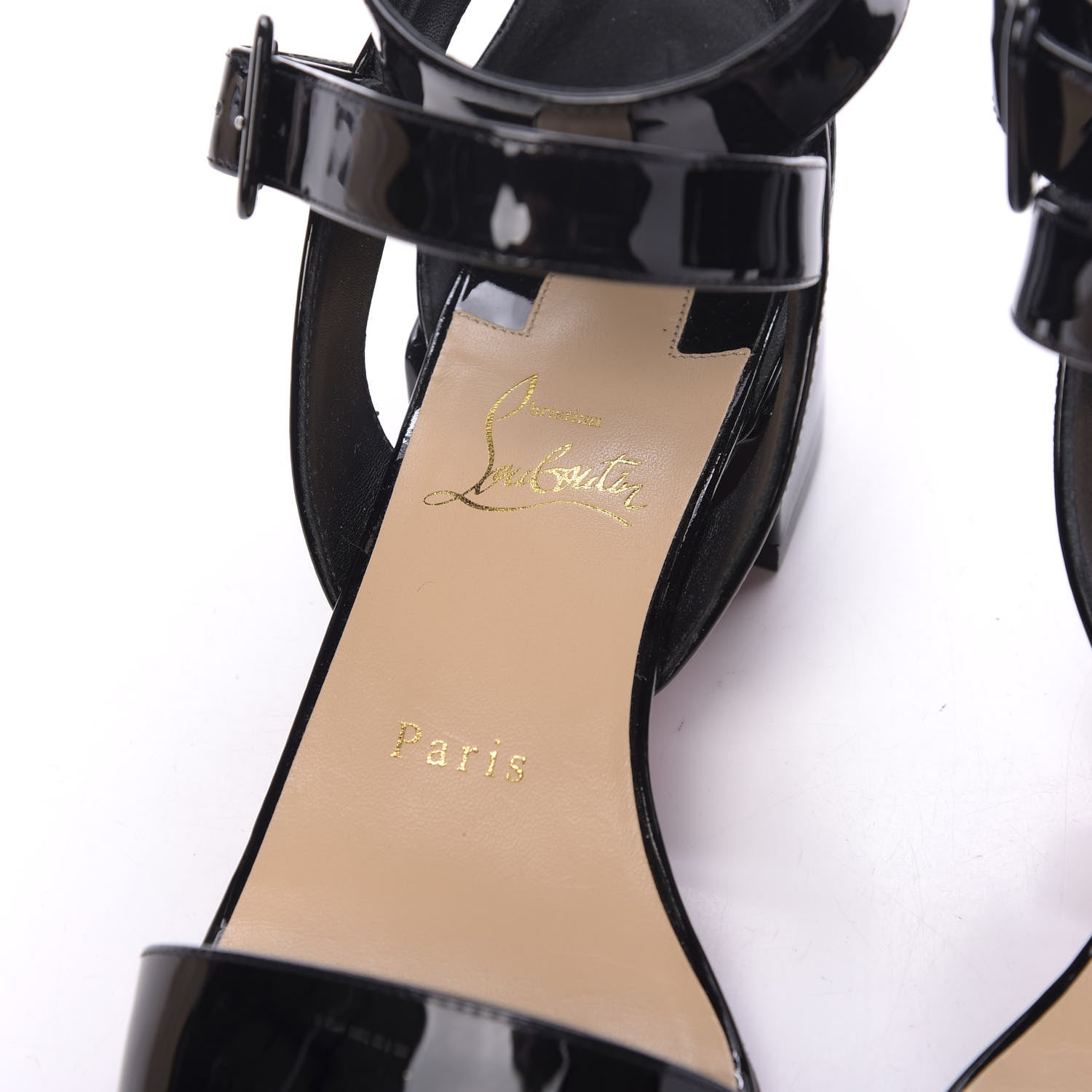 Christian Louboutin Patent Multipot 25 Block Heel Sandals 38 Black 8 of 11