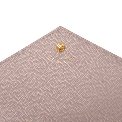Saint Laurent Grain De Poudre Matelasse Chevron Monogram Chain Wallet Rose Antic 6 of 12