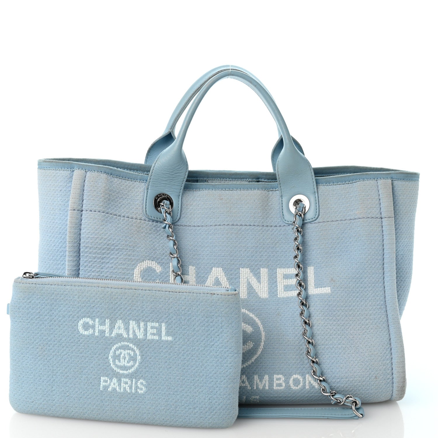 Chanel Mixed Fibers Small Deauville Tote Light Blue 3 of 14