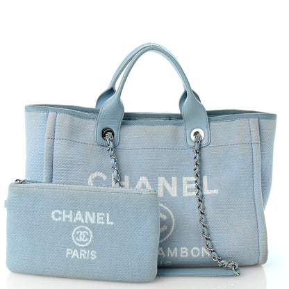 Chanel Mixed Fibers Small Deauville Tote Light Blue 3 of 14