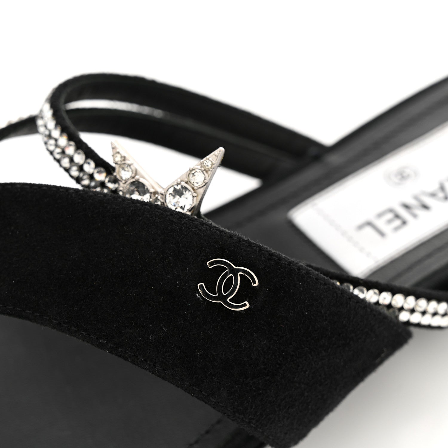 Chanel Suede Calfskin Strass Star Sandals 37 Black 10 of 11