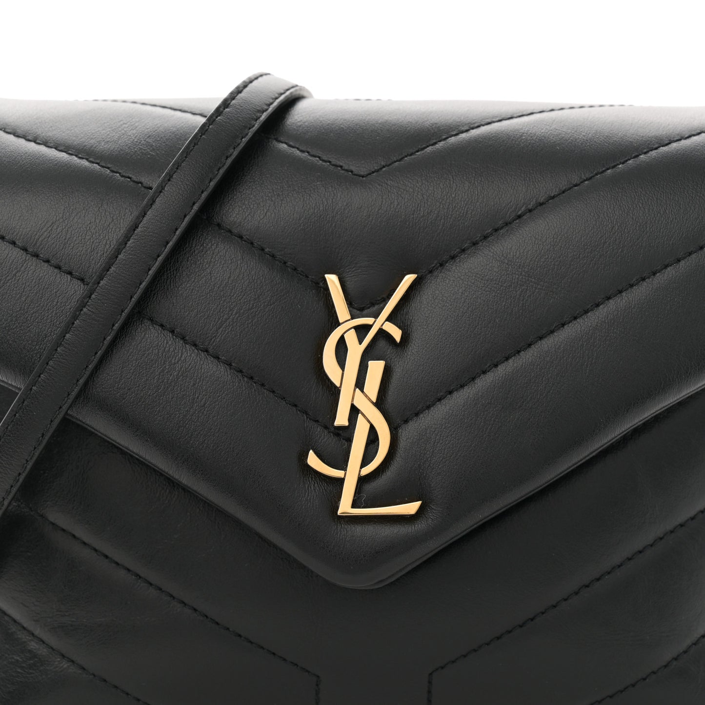 Calfskin Y Quilted Monogram Toy Loulou Crossbody Bag Black