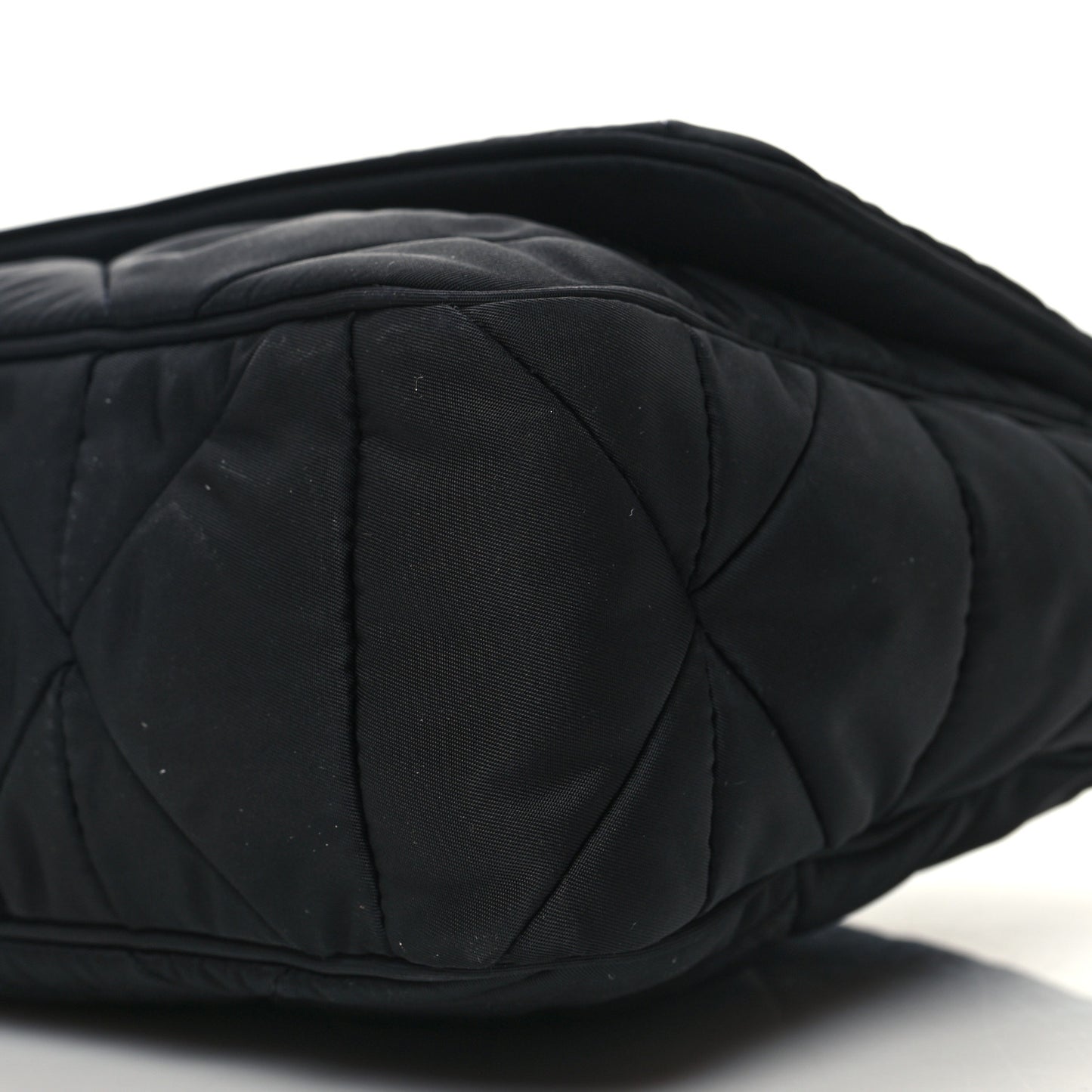Re-Nylon Quilted Padded Flap Shoulder Bag Black