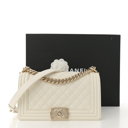 Chanel Caviar Quilted Medium Boy Flap White 11 of 11