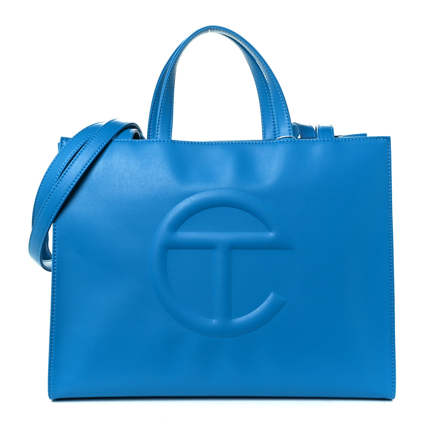 Vegan Leather Medium Shopping Bag Cyan