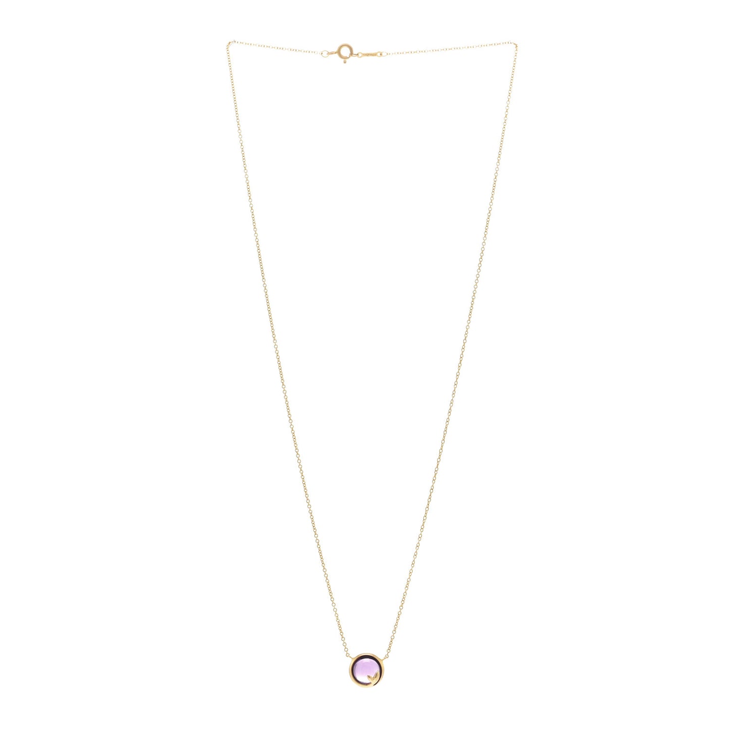 18K Yellow Gold Amethyst Paloma Picasso Olive Leaf Pendant Necklace