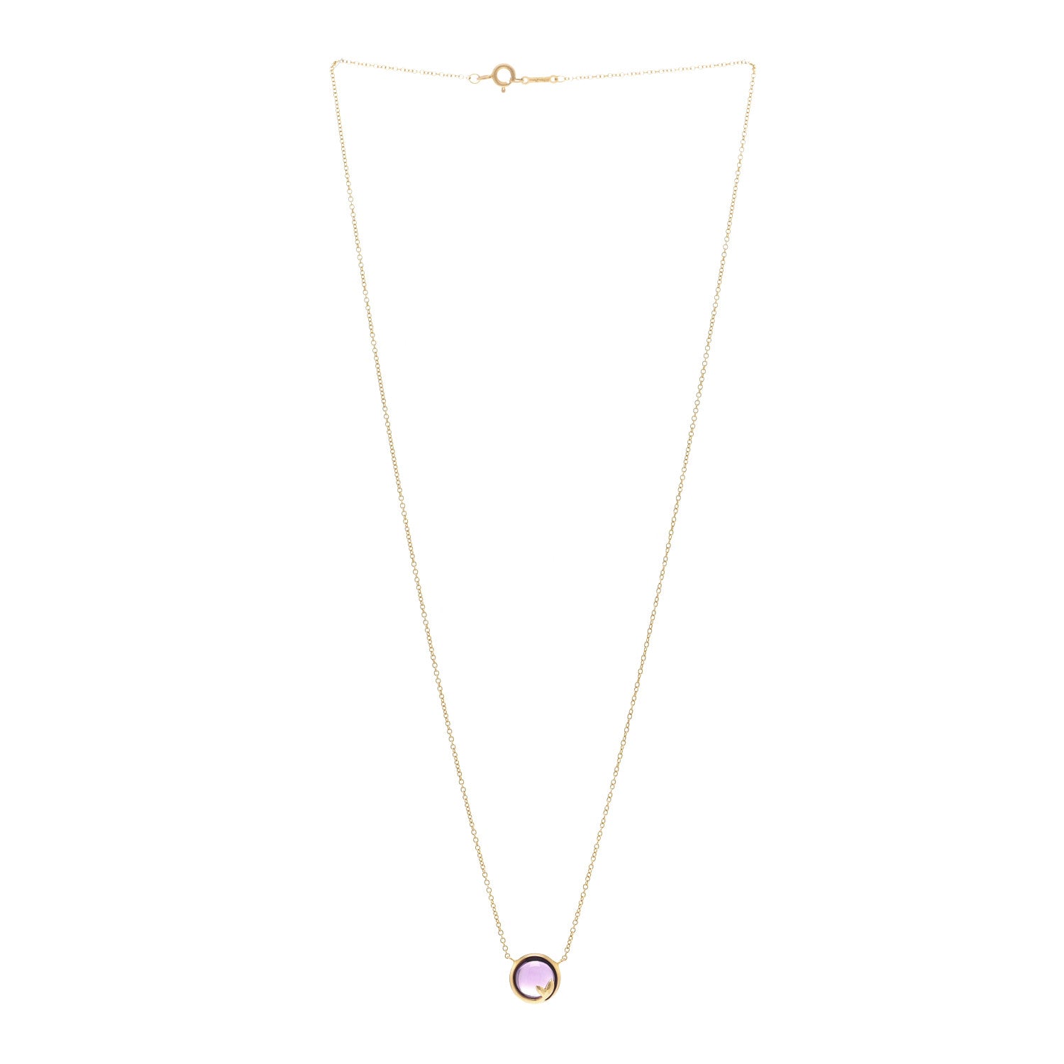 Tiffany 18K Yellow Gold Amethyst Paloma Picasso Olive Leaf Pendant Necklace 3 of 5