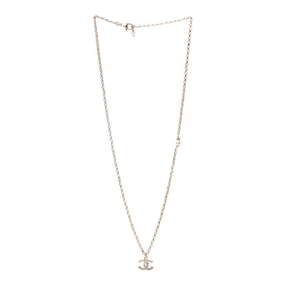Chanel Pearl Crystal CC Pendant Necklace Silver 3 of 7