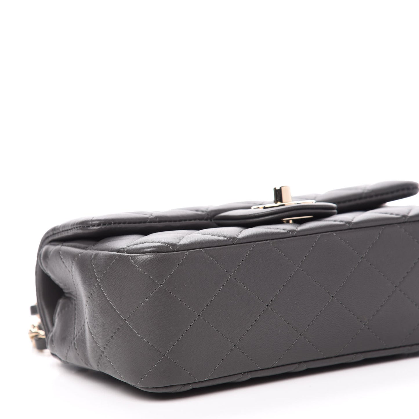 Lambskin Quilted Mini Rectangular Flap Grey