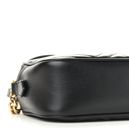 Gucci Calfskin Matelasse Small GG Marmont Chain Shoulder Bag Black 8 of 9