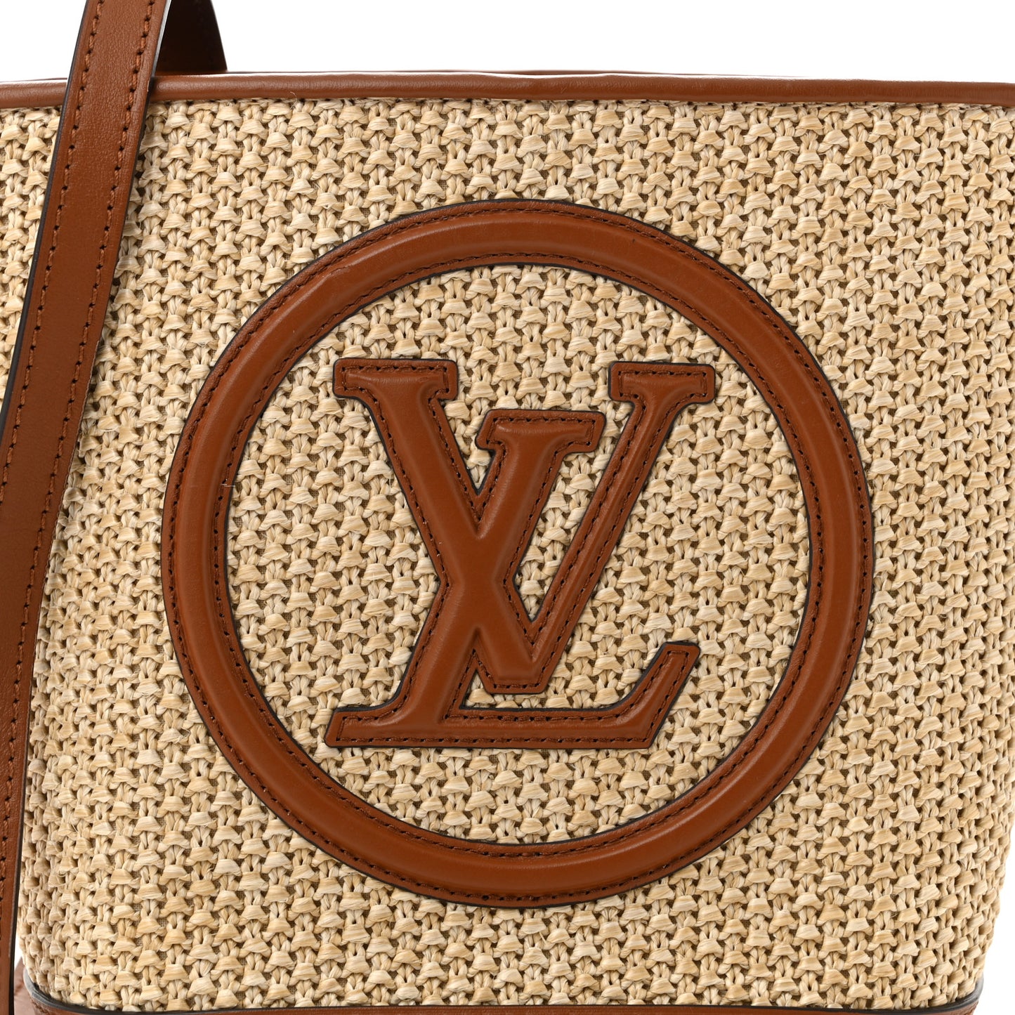 Kitted Raffia Petit Bucket Caramel
