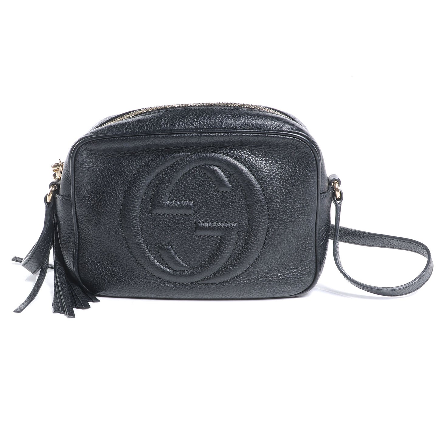 Pebbled Calfskin Small Soho Disco Bag Black