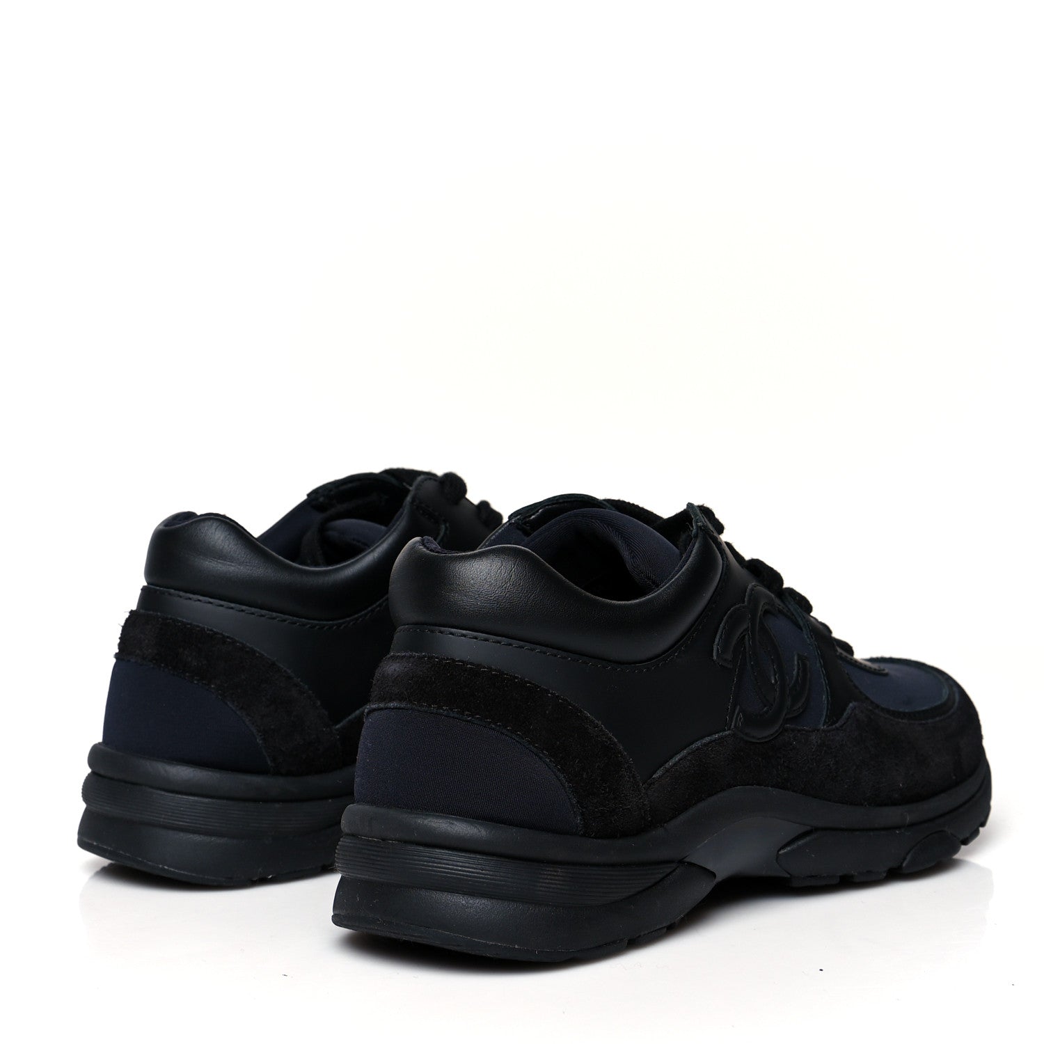 Chanel Toile Suede Calfskin CC Sneakers 37 Black 4 of 7