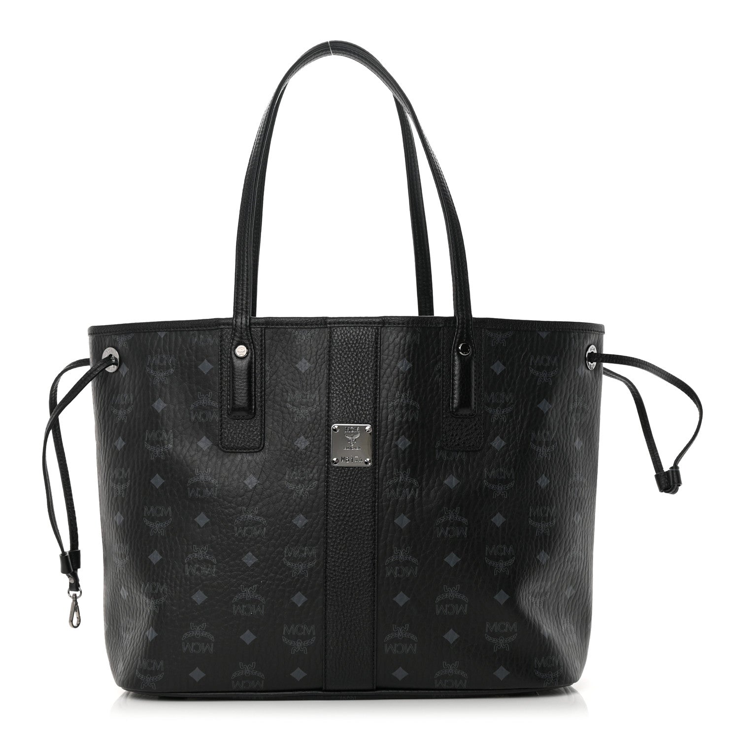 MCM Grained Calfskin Visetos Medium Liz Reversible Shopper Tote Black 1 of 15