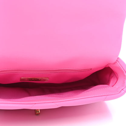 Chanel Shiny Lambskin Quilted Medium Chanel 19 Flap Neon Pink 4 of 4