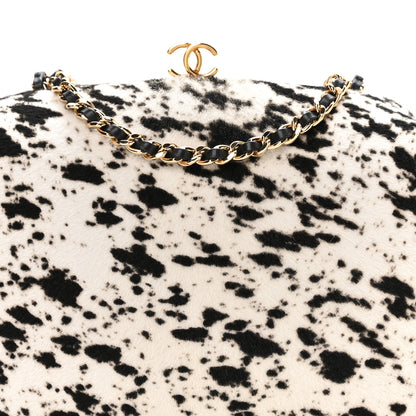 Chanel Lambskin Pony Hair Printed Clutch With Chain Black White 8 of 11