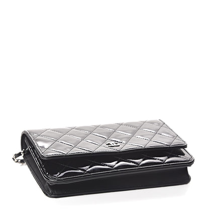 Chanel Patent Quilted Wallet On Chain WOC Black 4 of 12