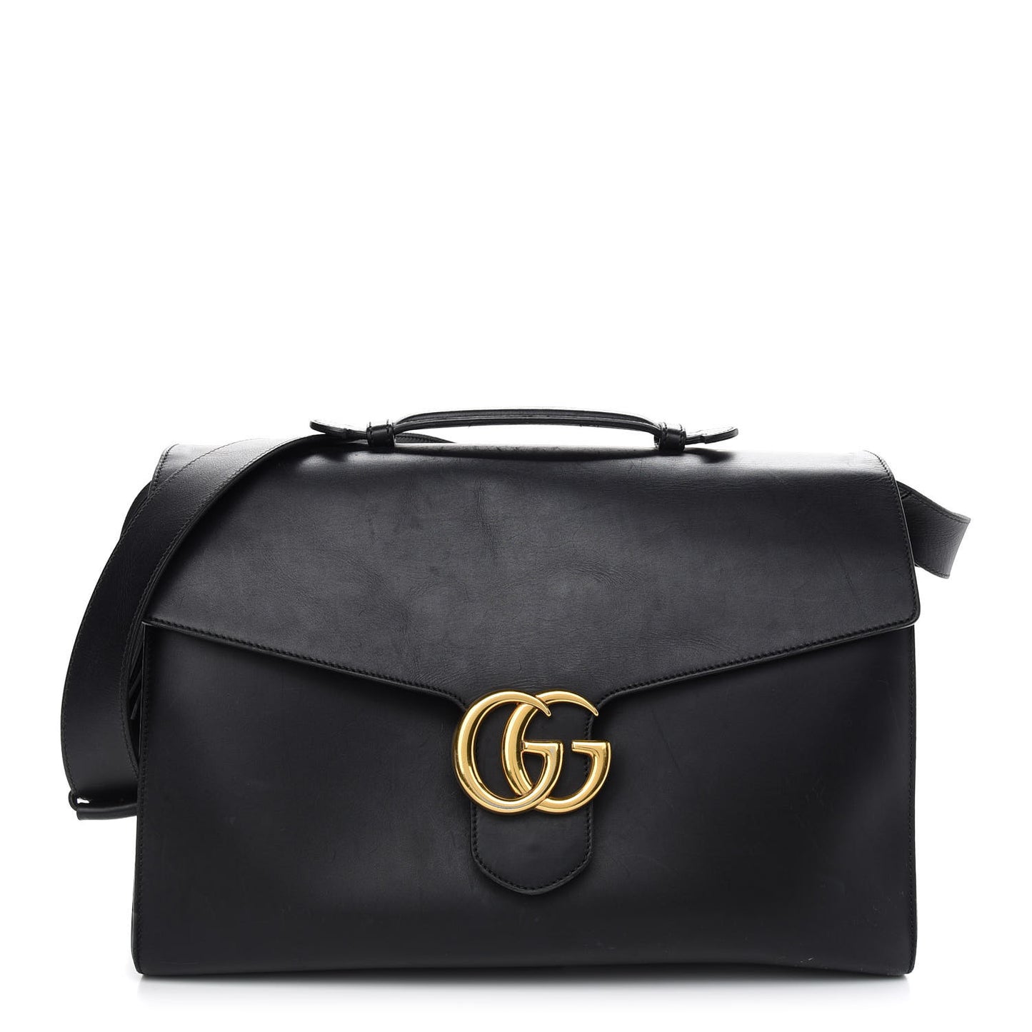 Calfskin GG Marmont Top Handle Briefcase Black