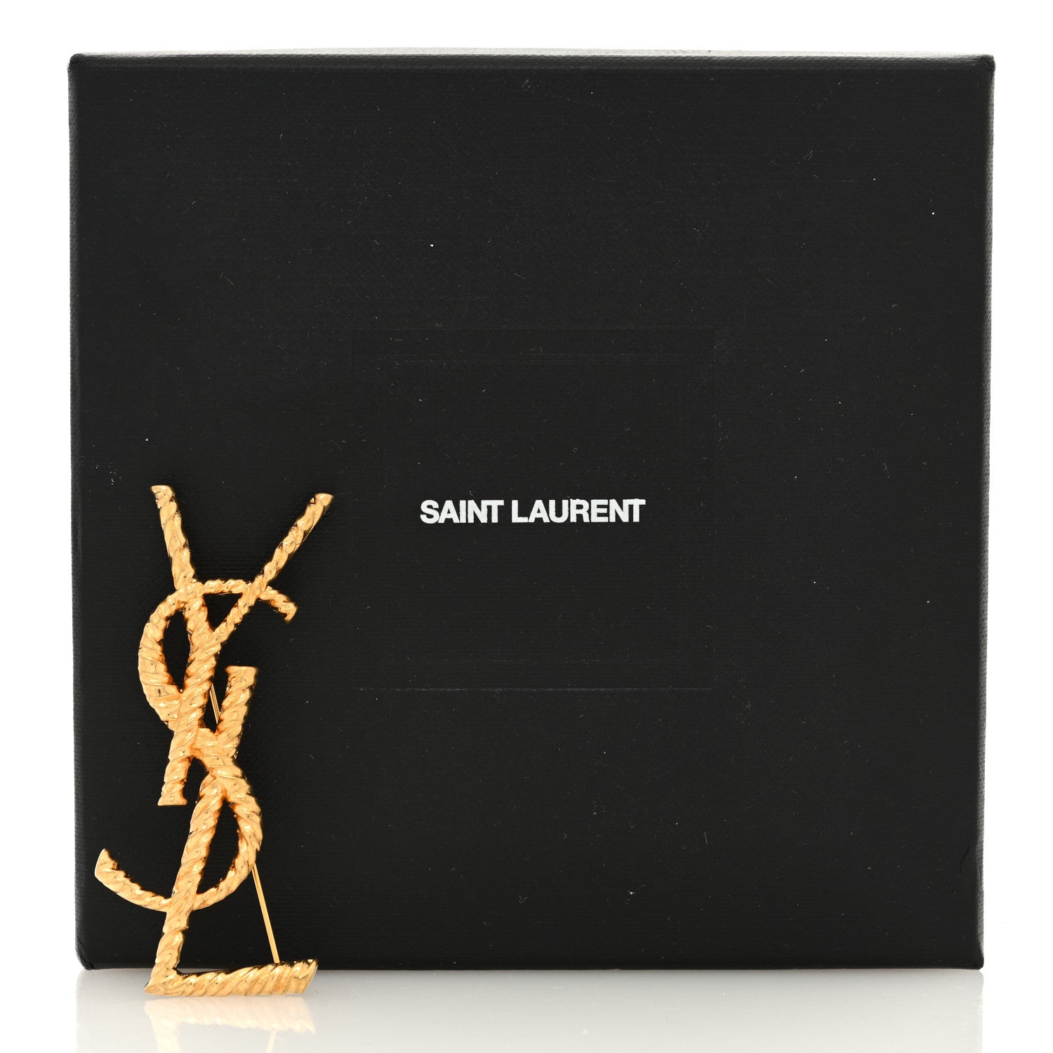 Saint Laurent Brass Cassandre Opyum YSL Twisted Brooch Gold 4 of 4