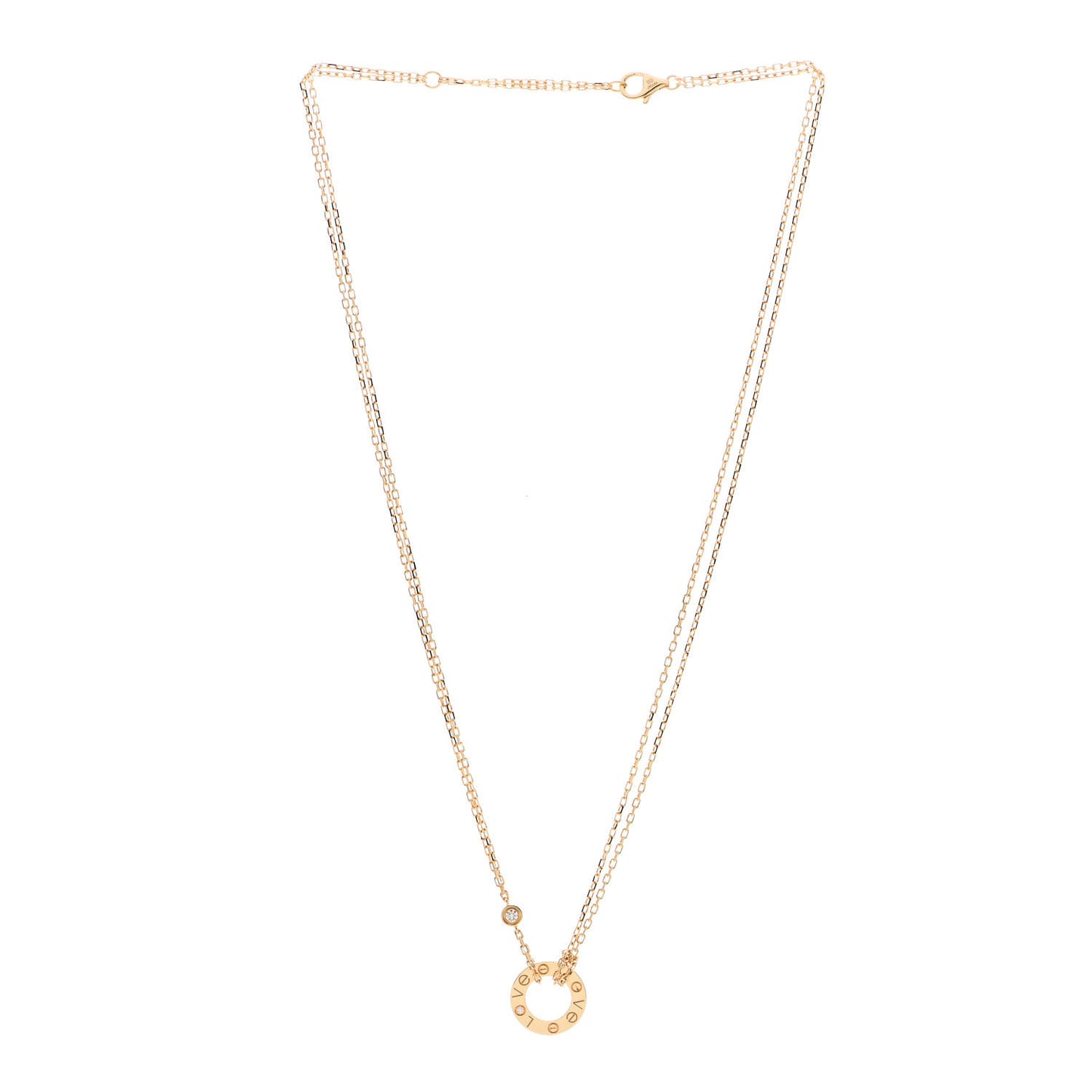 18K Yellow Gold 2 Diamond LOVE Necklace