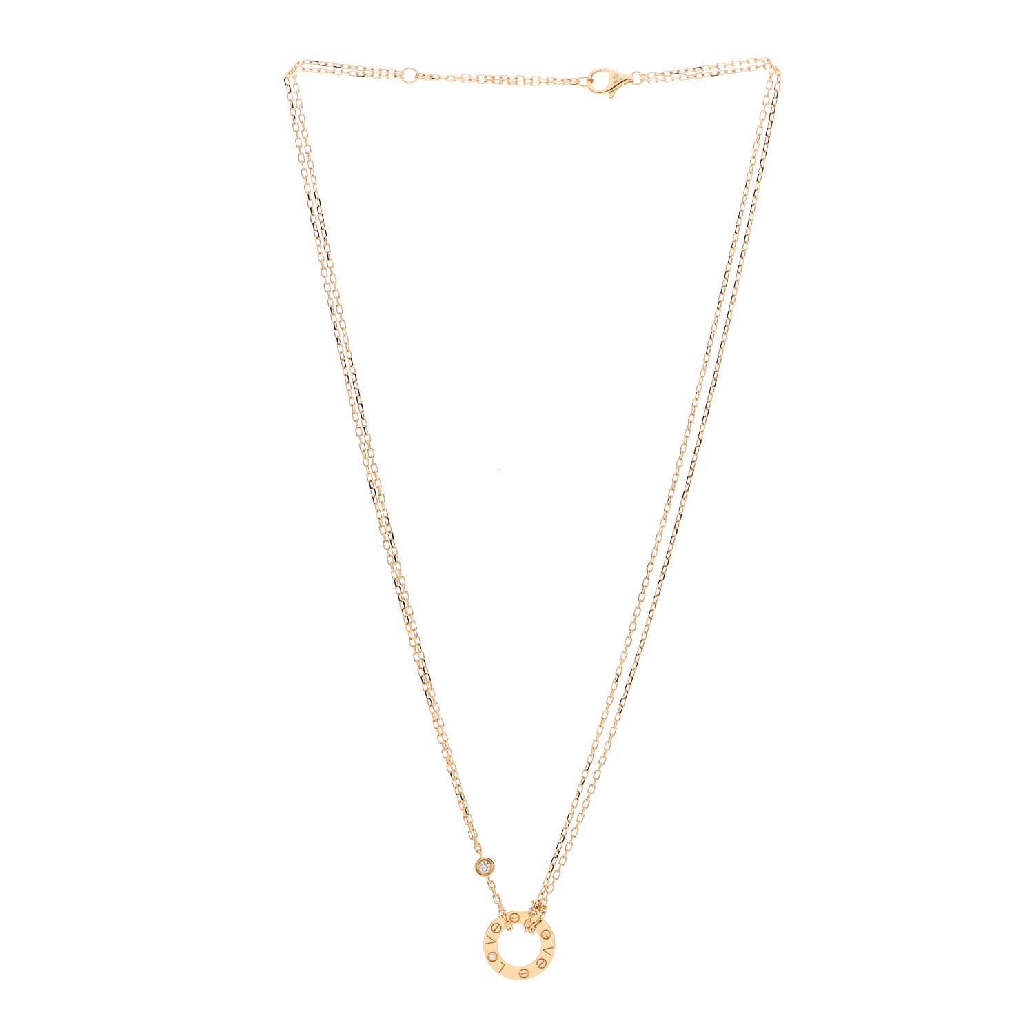 Cartier 18K Yellow Gold 2 Diamond LOVE Necklace 2 of 5