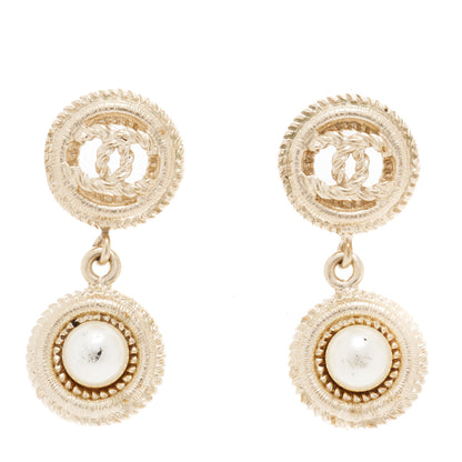 Chanel Pearl CC Drop Earrings Gold 1 of 5
