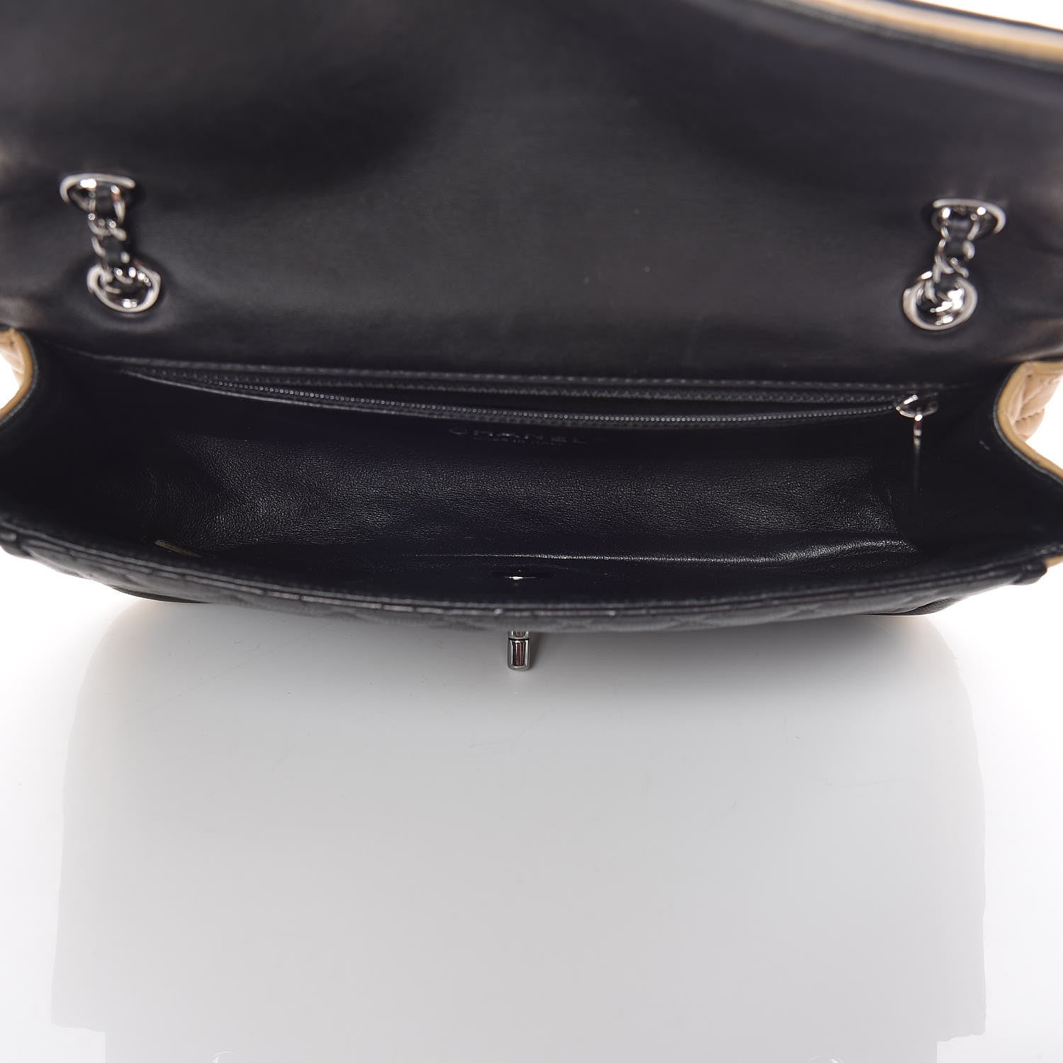 Chanel Lambskin Quilted Medium Twist Two Tone Flap Bag Black Beige 6 of 12