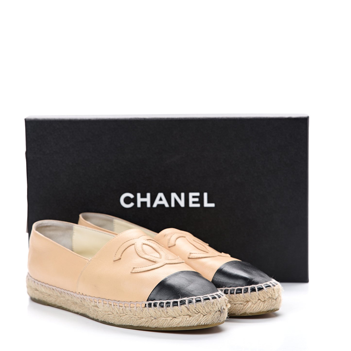 Lambskin CC Espadrilles 38 Beige Black