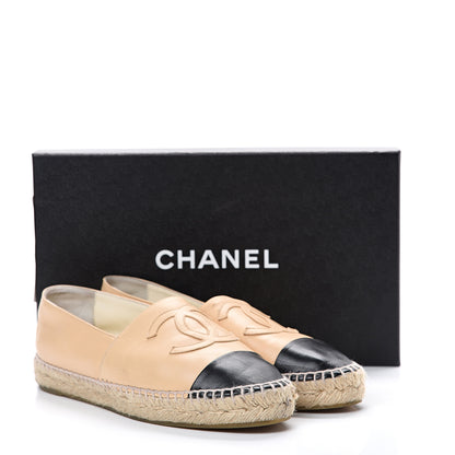 Chanel Lambskin CC Espadrilles 38 Beige Black 17 of 17