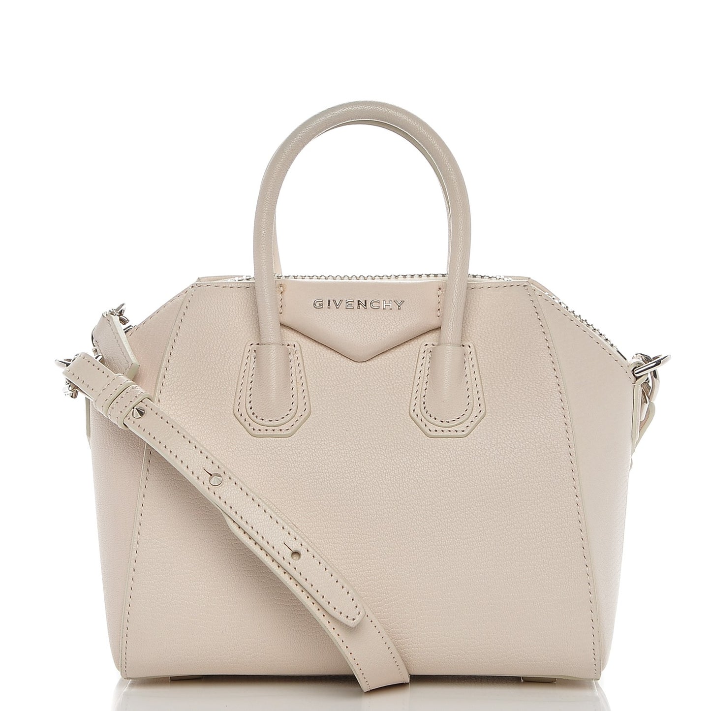 Sugar Goatskin Mini Antigona Beige Buff
