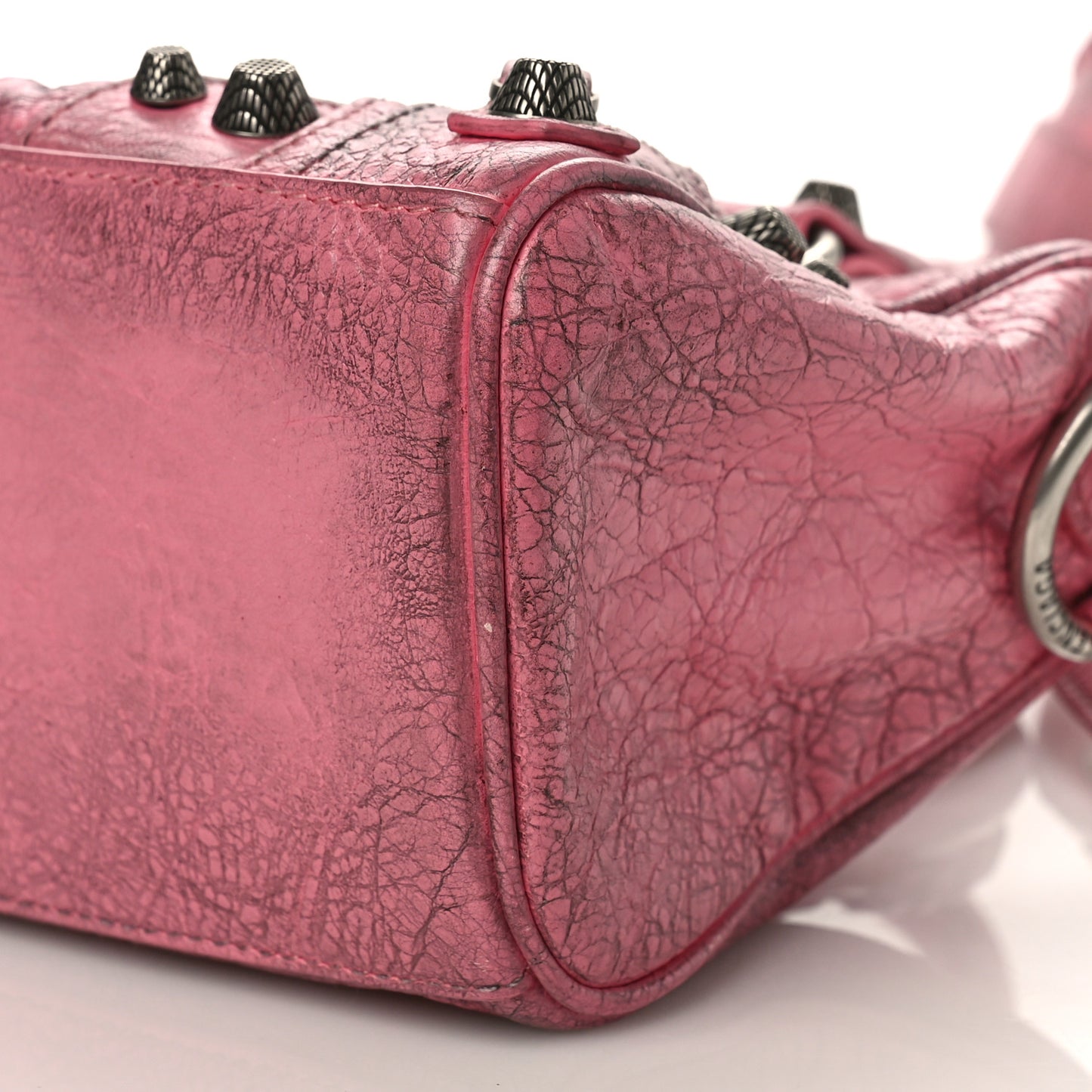 Agneau Arena Dirty Effect Mini Le Cagole Duffle Crossbody Bag Sweet Pink