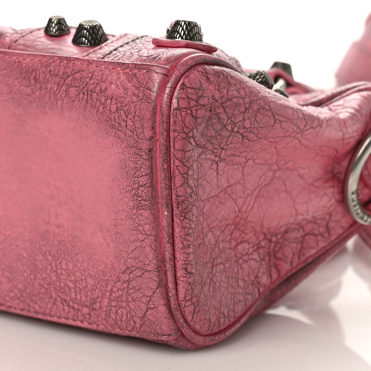 Balenciaga Agneau Arena Dirty Effect Mini Le Cagole Duffle Crossbody Bag Sweet Pink 10 of 10