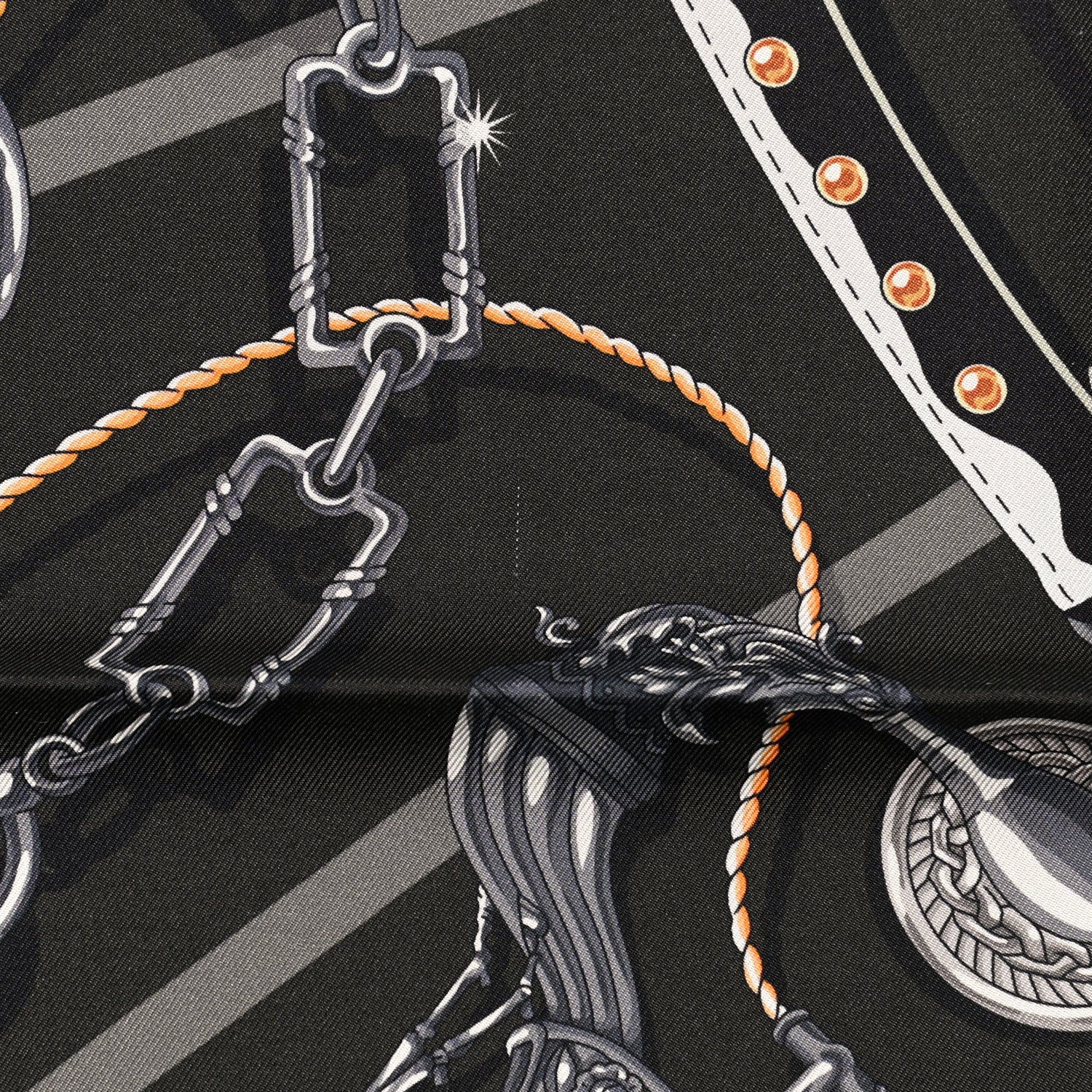 Hermes Silk C'est La Fete Double Face Scarf 90 Kaki Anthracite Gris 7 of 7